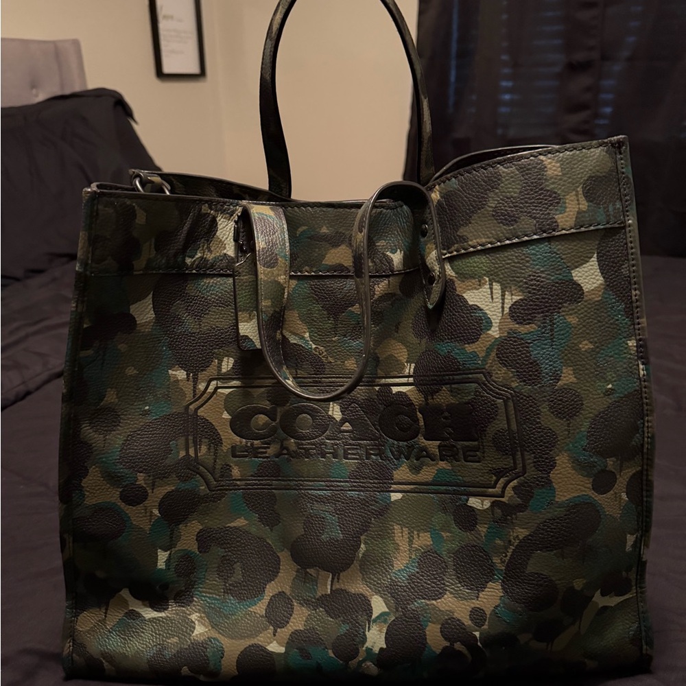 Coach Green and Black Camouflage Tote